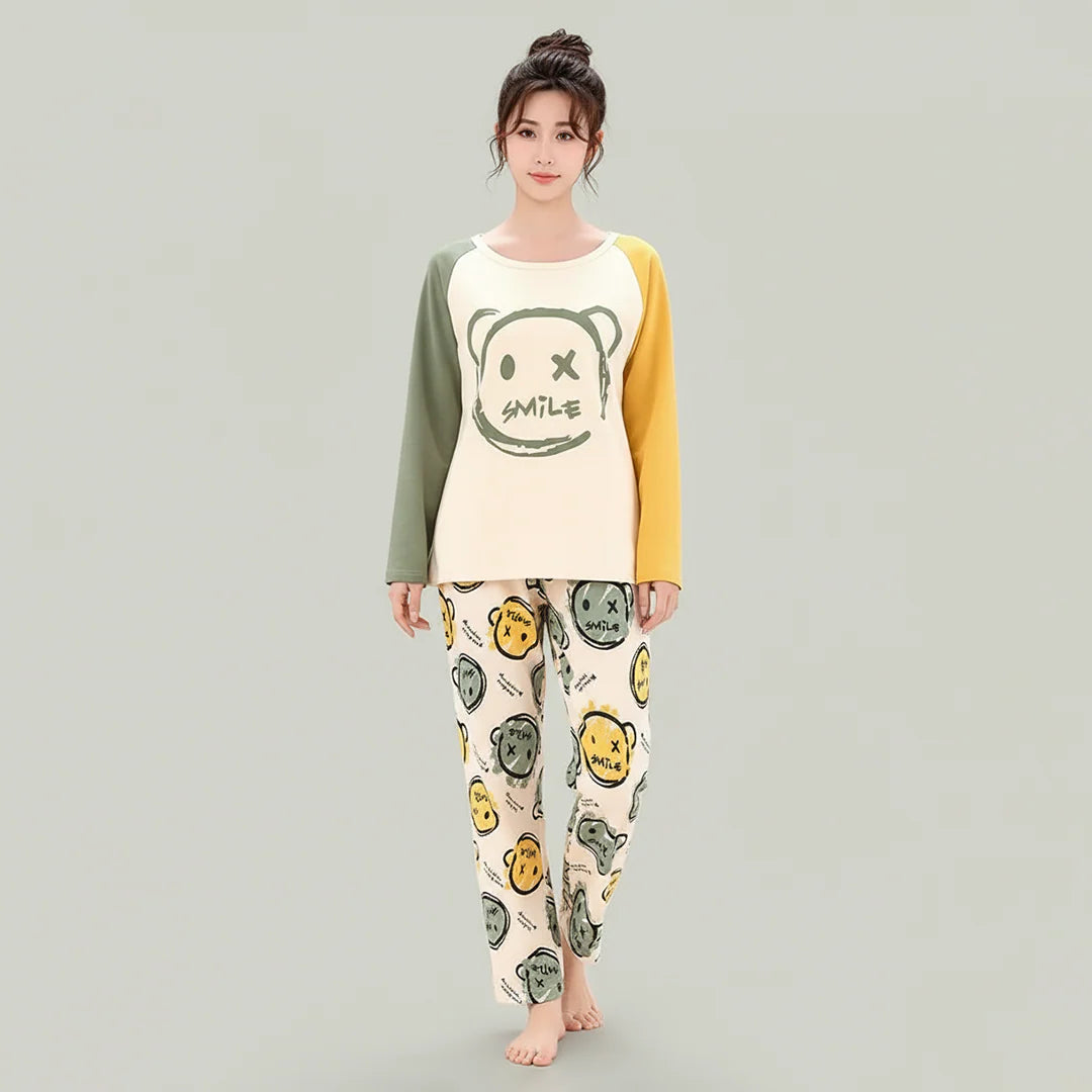 Emoji Smile Printed Night suit