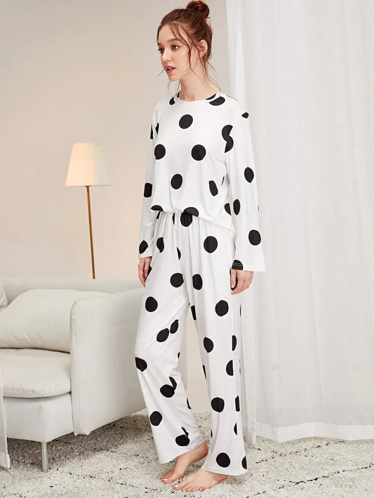 Black & White Doted Printed Night Suit
