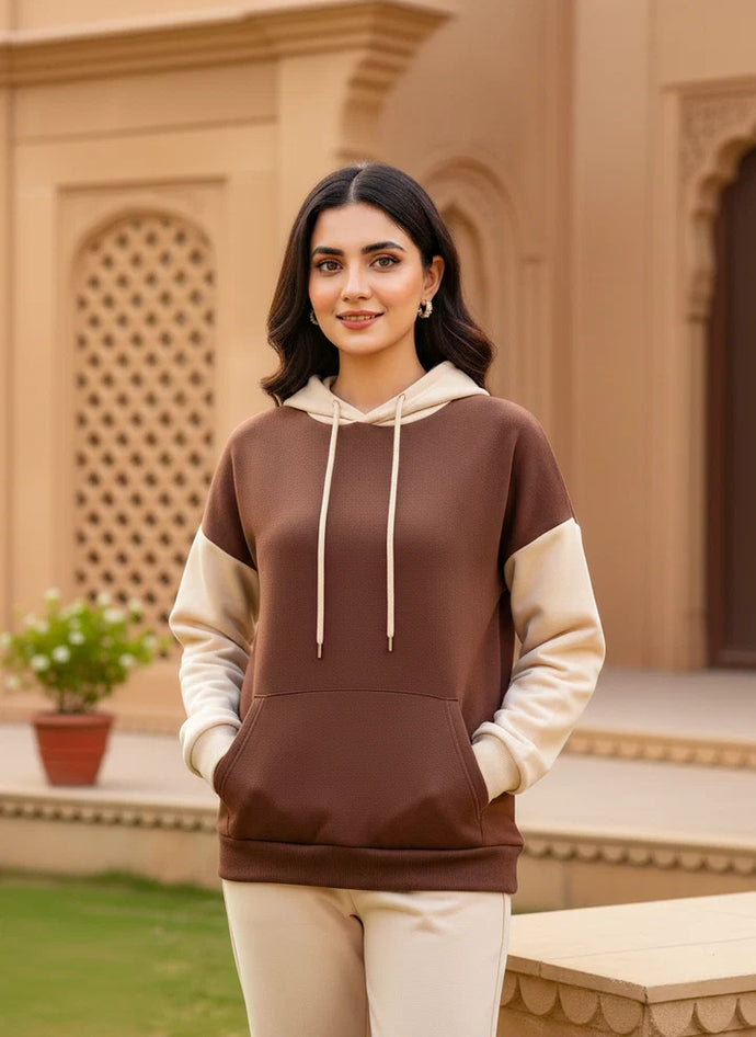Brown With Cream Basic Hoodie