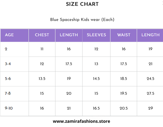 Blue Spaceship Kids wear (Each)