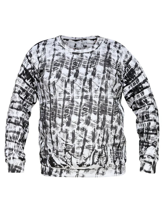 White & Black Random Printed Sweat Shirt For Unisex